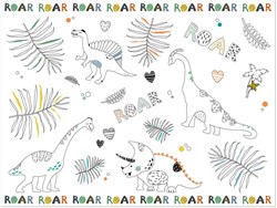Folat tovaglietta da colorare Dino Roars carta 6 pezzi 40x30 cm bambini