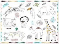 Folat tovagliette da colorare animali selvatici carta 6 pezzi tavolo bambini