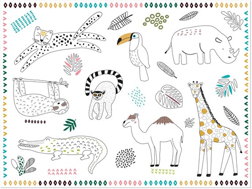 Folat tovagliette da colorare animali selvatici carta 6 pezzi tavolo bambini