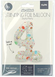 Folat palloncino in alluminio numero 4 Joyful Party - palloncino da terra 72 cm compleanno