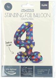 Folat palloncino in foil numero 4 Colorful Dots in piedi 72cm compleanno