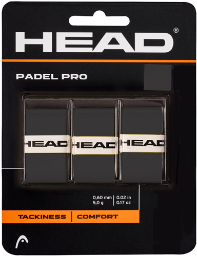 Head overgrip padel pro nero - confezione da 3 per racchette da padel