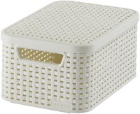 Curver cesta portaoggetti plastica con coperchio bianco vintage 6L design elegante