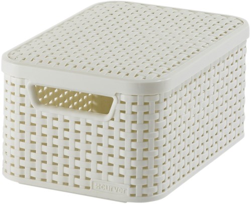 Curver cesta portaoggetti plastica con coperchio bianco vintage 6L design elegante