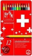 Caran d'Ache matite acquerellabili Swisscolor 12 colori scatola latta-3