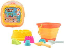 Johntoy secchiello da spiaggia pieghevole con accessori - set da spiaggia giocattolo