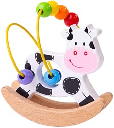 BigJigs telaio di perline mucca a dondolo giocattolo in legno educativo