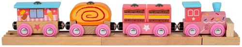 BigJigs treno in legno Sweetland Express - trenino giocattolo colorato