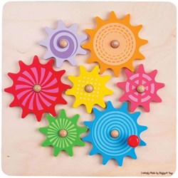 BigJigs puzzle in legno con ingranaggi giocattolo educativo colorato
