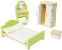 Bigjigs set mobili camera da letto in legno per casa delle bambole bambini