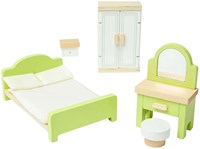 Bigjigs set mobili camera da letto in legno per casa delle bambole bambini-2