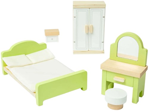Bigjigs set mobili camera da letto in legno per casa delle bambole bambini-2