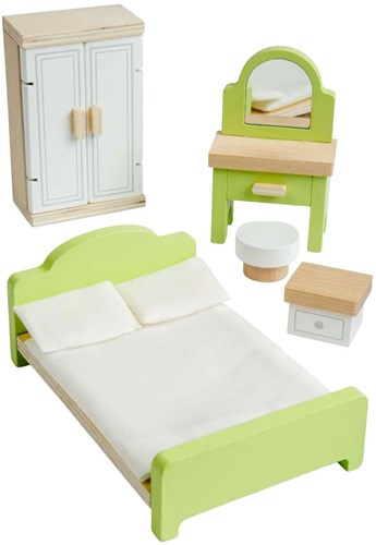 Bigjigs set mobili camera da letto in legno per casa delle bambole bambini-3