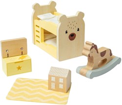 Bigjigs set camera da letto per bambini casa delle bambole in legno - giocattolo certificato FSC