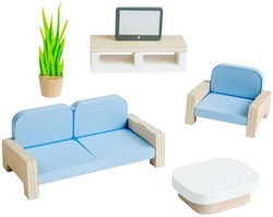 Bigjigs set soggiorno casa delle bambole in legno - giocattolo FSC