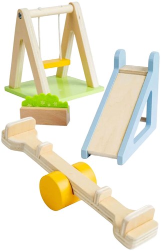 Bigjigs set da giardino in legno per casa delle bambole - giocattolo da esterno FSC-2