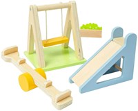 Bigjigs set da giardino in legno per casa delle bambole - giocattolo da esterno FSC-3