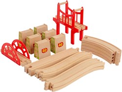 BigJigs set espansione binari treno in legno ponti 18 pezzi giocattolo