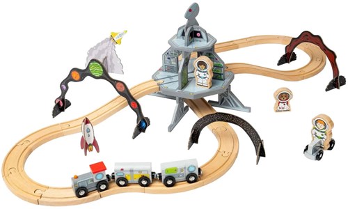 BigJigs set treno in legno spazio - giocattolo in legno FSC 40 pezzi-2