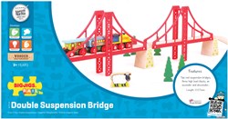 BigJigs ponte sospeso doppio in legno rosso - ponte giocattolo treno