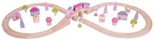 BigJigs set treno in legno fatine rosa - giocattolo 40 pezzi-3