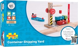 BigJigs set ferroviaria cantiere container in legno - giocattolo sostenibile