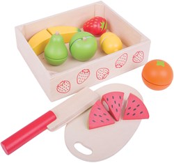 BigJigs cassetta di frutta in legno da tagliare - giocattolo educativo 13 pezzi
