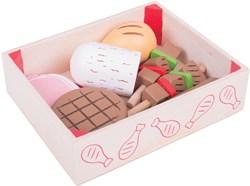 BigJigs cassetta di carne giocattolo in legno per cucina bambini