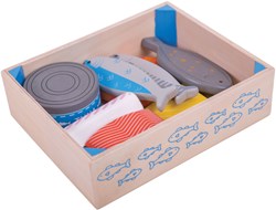 BigJigs cassetta di legno con pesce - accessorio cucina giocattolo