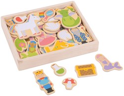BigJigs magneti in legno fantasia - set giocattolo magnetico colorato