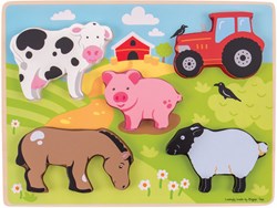 BigJigs puzzle in legno fattoria - puzzle forme 5 pezzi