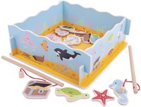 BigJigs gioco di pesca in legno gioco magnetico con base-2