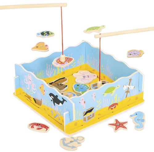 BigJigs gioco di pesca in legno gioco magnetico con base-3