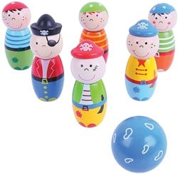 Bigjigs Set di birilli in legno Pirati - 7 pezzi