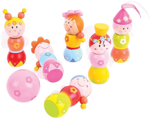 BigJigs set di birilli in legno fate - gioco bambini 7 pezzi-2