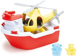 Green Toys barca di salvataggio giocattolo con elicottero giocattolo da bagno sostenibile