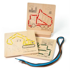 BigJigs giocattolo educativo in legno Lacing by Numbers set costruzioni