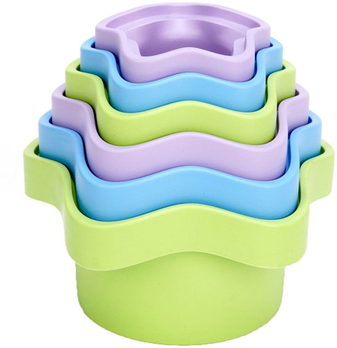 Green Toys tazze impilabili giocattolo da bagno sostenibile blu-3