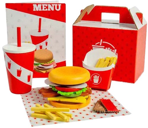 BigJigs giocattolo in legno Set Hamburger e Patatine - 48 pezzi - Legno FSC