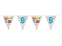 Folat bandierine confetti compleanno 9 anni 10 metri plastica