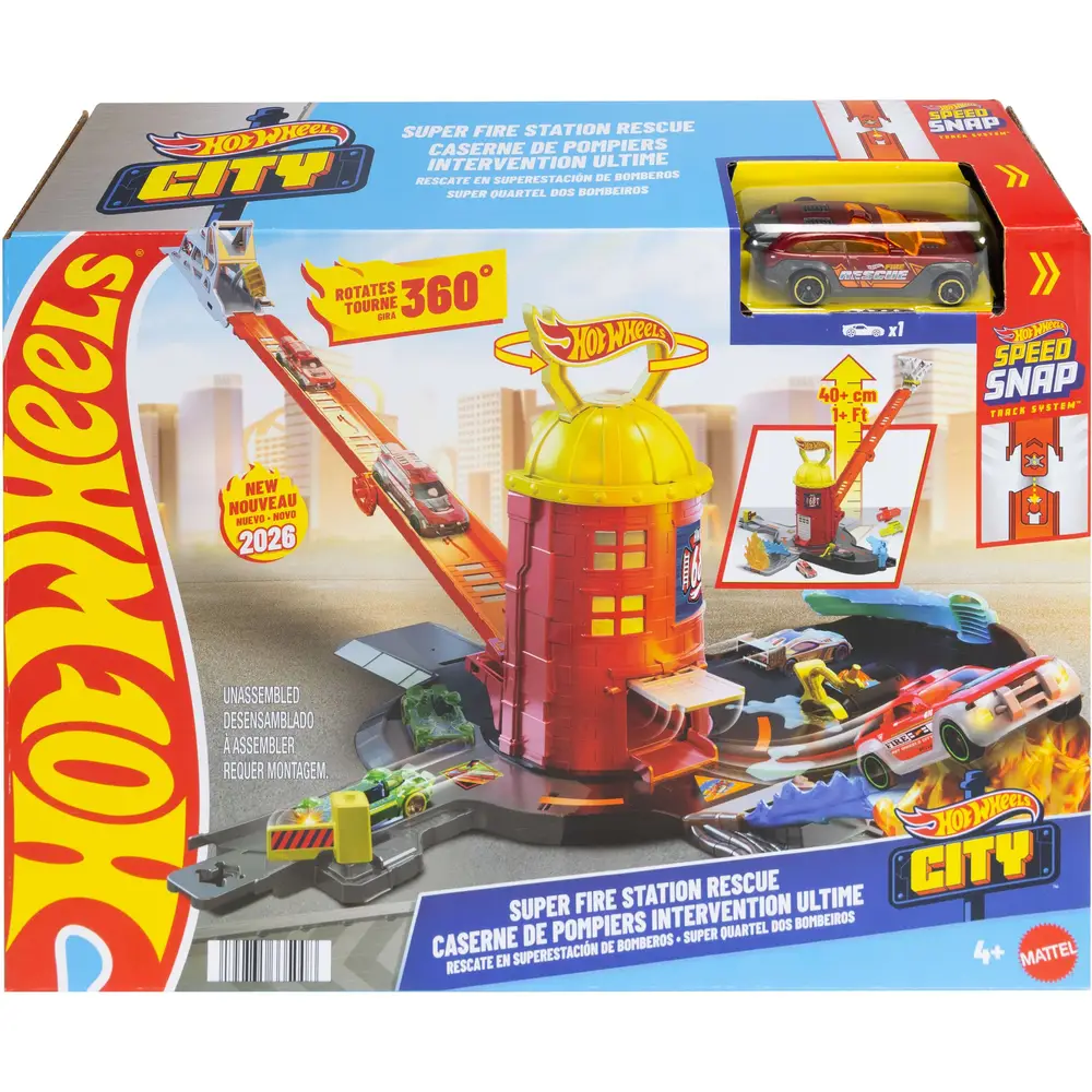 Hot Wheels caserma dei pompieri giocattolo - City Super Fire Station Rescue - playset