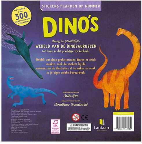 Lantaarn libro di adesivi dinosauri - Creatività con adesivi numerati-2