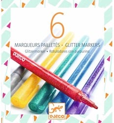 Djeco 6 marqueurs pailletés classique