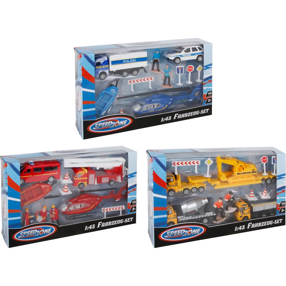 Speedzone set veicoli di servizio giocattolo - macchinine 1:43 e 1:60
