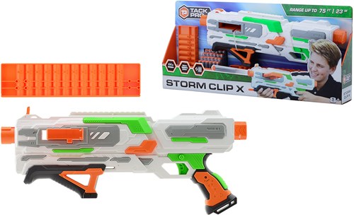 Tack Pro blaster pistola giocattolo Storm Clip X 50 cm con dardi