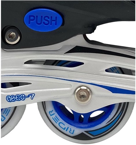 Pattini in linea regolabili blu nero telaio alluminio misura 39-42 bambini-3