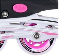 Pattini in linea rosa/grigio regolabili telaio in alluminio misura 29-32 bambini-2