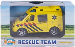 Ambulanza giocattolo die-cast pull back con luci e suoni gialla