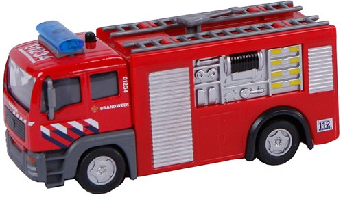Camion dei pompieri giocattolo die-cast pull-back con luci e suoni - 2-Play-2