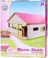 Kids GLOBE stalla per cavalli giocattolo con 3 box e maneggio interno 1:32 rosa